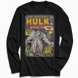 Urban Outfitters Marvel Hero Incredible Hulk Black Long Sleeve Top - Medium